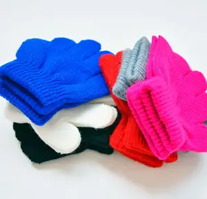 Guanti invernali guanti invernali in maglia di lana corallo con mezze dita addensate per bambini guanti per bambini in cartone animato