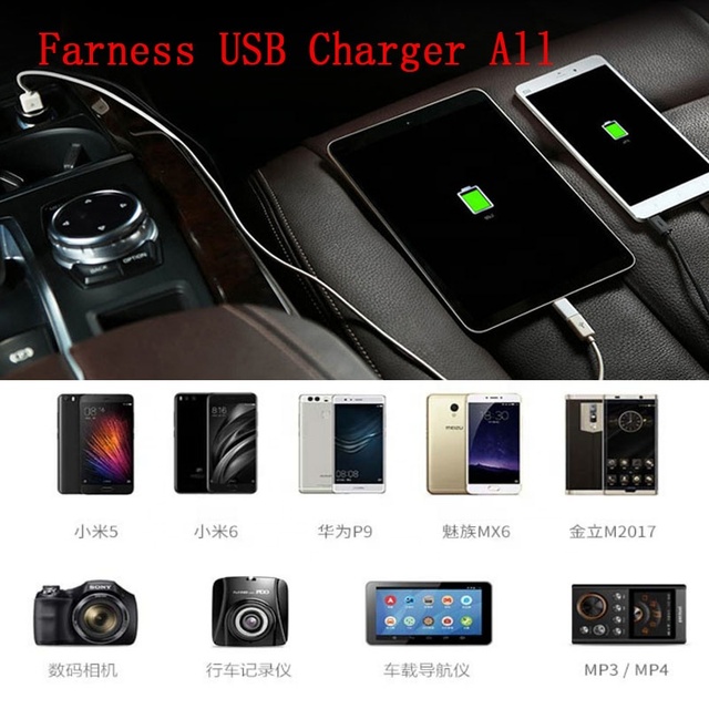 FARNESS 5V 4.2A USB Car Charger Dual USB 220-250VDC Multi Ports Fast Charging Socket Adapter LED Indicator Fine Copper CE ROHS