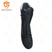 Botas de Bombero de Cuero Ayonsafety con Franja Reflectante, Puntera de Plástico Duro, Botas de Seguridad Antiabrasión para Hombre, Impermeables