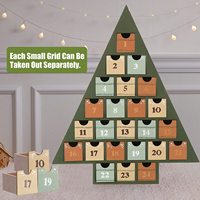 Calendrier de l'Avent créatif transfrontalier, arbre de Noël vert, forme triangulaire, 24 compartiments, tiroir de bureau pour la maison
