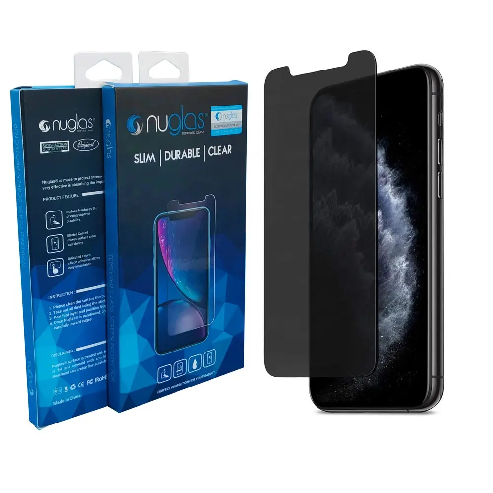 Nuglas ब्रांड उच्च गुणवत्ता 2.5D 0.3mm मोबाइल फोन गोपनीयता स्क्रीन रक्षक के लिए iPhone 11 प्रो मैक्स/Xs अधिकतम