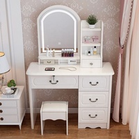 Meuble nordique au design simple, coiffeuse d'angle avec miroir, organisateur de maquillage, commode en bois blanc bon marché pour la chambre à coucher