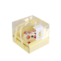 Boîte à gâteau en papier avec poignée en ruban jaune clair de 4/6 pouces, couvercle transparent en PVC, boîte à cadeaux pour fête d'anniversaire, boîte à pâtisserie, boîte à cupcakes