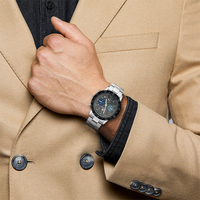 Reloj de Pulsera para Hombre, Estilo Ejecutivo, Multizona Horaria, Tres Agujas Pequeñas No Funcionales, Resistente al Agua, con Fecha Analógica