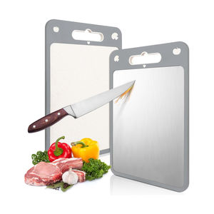Planche à découper de cuisine en plastique, planche à découper personnalisée en acier inoxydable avec poignée pour la décongélation - Product Image 1