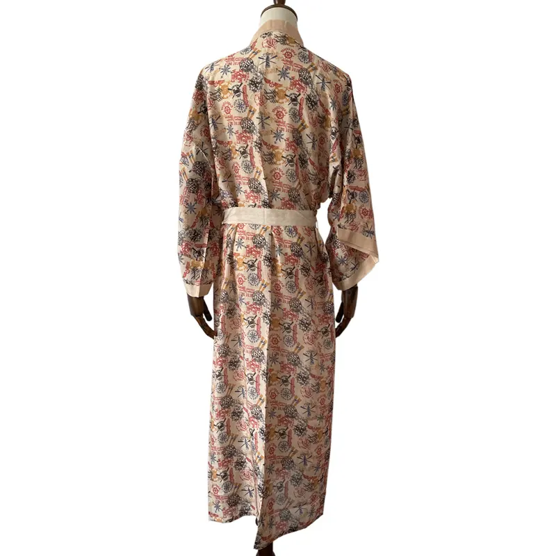 Kimono personnalisé à manches longues en soie, robe de plage, kimono long, cardigan, robe pour femme