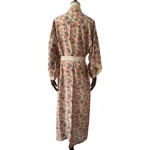 Kimono Nhà Sản Xuất Tùy Chỉnh Áo Kimono Lụa Dài Tay Áo Choàng Che Đi Biển Váy Kimono Dài Áo Choàng Cardigan Cho Nữ