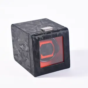 New Design Single Automatic Watch Winder Black Leather Case With Square Shape For PU Materials