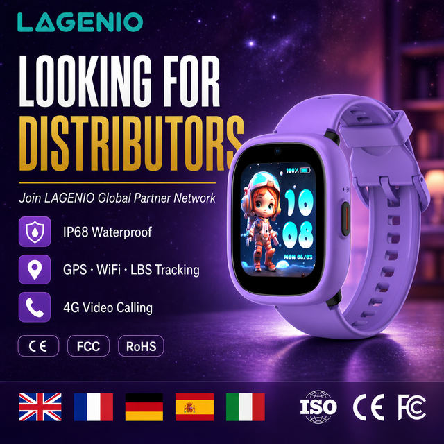 LAGENIO Global Distribution Child Watch Sim Card 1.7inch GPS+BS+WIFI Positioning SOS Button HD Video Call 4G Kids Smart Watch