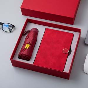 ชุดของขวัญสำหรับผู้ชายร่มพร้อมโลโก้สินค้าส่งเสริมการขายสมุดโน๊ตหนังวีแกนและปากกา - Product Image 5