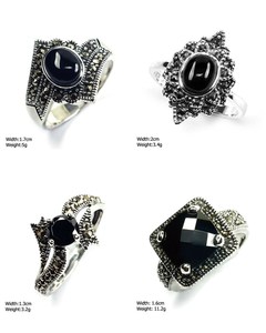 Anelli in <span class=keywords><strong>Argento</strong></span> <span class=keywords><strong>925</strong></span> <span class=keywords><strong>con</strong></span> Marcasite all'Ingrosso, <span class=keywords><strong>Anello</strong></span> Antico <span class=keywords><strong>con</strong></span> Grande <span class=keywords><strong>Pietra</strong></span> <span class=keywords><strong>Nera</strong></span> - Product Image 5