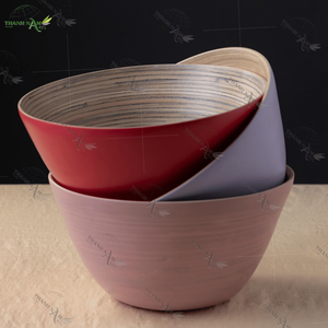 Bols en bambou de couleur personnalisée Ensemble de bols en bambou écologiques faits à la main Vaisselle en bambou légère et réutilisable Fabricant du Vietnam - Product Image 1