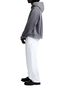 Tùy Chỉnh Người Đàn Ông Của 400 GSM Hoodie Grey Faded Rửa Boxy Phù Hợp 100% Cotton Pouch Túi Lụa Màn Hình In Ấn Pháp Terry Quá Khổ - Product Image 2