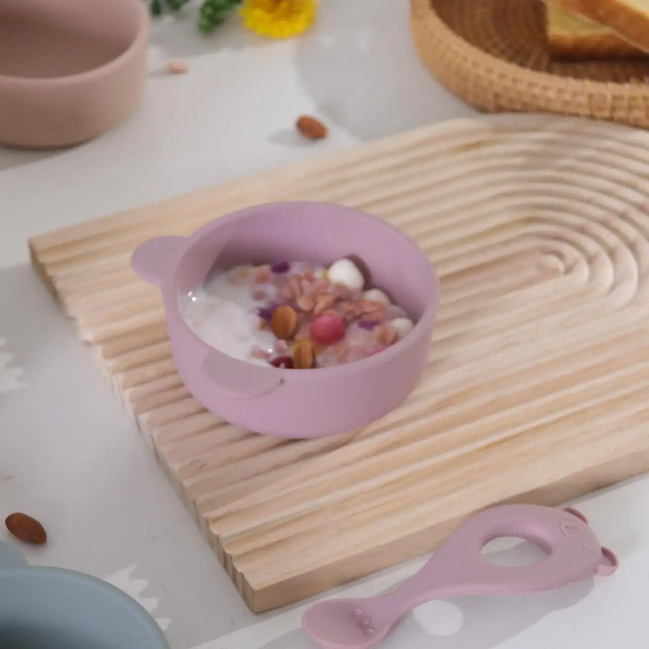 Hot Sale Eco-Vriendelijke Kluis Bpa Gratis Siliconen Baby Diner Plate Sets