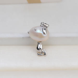 สร้อยคอไข่มุกทรงบาร็อคทำมือจากเงินแท้ S925 รูปทรงสนูปปี้ พร้อมฐานเปล่าสำหรับ DIY อุปกรณ์เสริมสำหรับผู้หญิง รุ่น 13629 โดย Wenchi จากประเทศจีน - Product Image 2