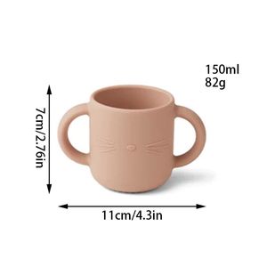 Gobelet anti-fuite en silicone en forme de chat avec poignée souple, adapté aux tout-petits, sans BPA, qualité alimentaire, motif imprimé, pour 0-12 mois - Product Image 2
