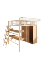 Lit mezzanine suspendu en duplex moderne de deux étages Lit supérieur simple avec armoire de lit inférieure vide Cadre en métal en fer pour petits appartements
