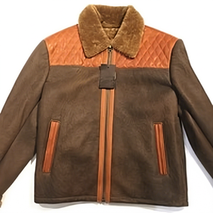 Genuine <b>Men's</b> Leather <b>Shearling</b> Winter <b>Jacket</b> Premium Fur Aviator Coat Luxury Warm Biker Fashion Durable Outerwear Style - Product Image 1