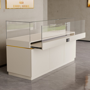 Vetrina Espositiva per Gioielli, Telefoni Cellulari e Oggetti Antichi con Finitura in Pannello Artificiale Senza Vernice, Design Minimalista <span class=keywords><strong>Bianco</strong></span> - Product Image 3