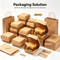 Scatole Ecologiche in Carta Kraft per Hamburger, Contenitori Alimentari Usa e Getta per Catering all'Aperto, Feste, Snack e Asporto