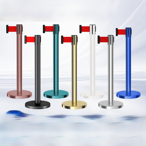 Poteaux de guidage rétractables en acier inoxydable pour contrôle de foule, couleur argent/noir, pour hôtels et concerts - Product Image 1