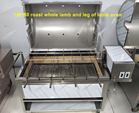 Machine de poêle à tige d'agneau rotative visuelle à 6 têtes à gaz commercial/gril extérieur de poulet de lapin au charbon de bois sans fumée