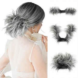 Perruque chignon désordonné pour femme avec peigne latéral, cheveux synthétiques courts bouclés, style classique, avec fil métallique en caoutchouc réglable - Product Image 2