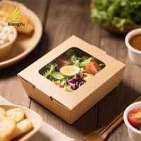 Boîte cadeau personnalisable en papier kraft 8x8x3 pouces avec fenêtre transparente, emballage durable et personnalisé pour la préparation de repas et les plats à emporter