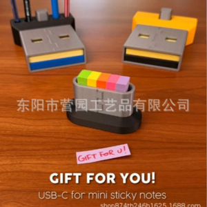 Usb <b>Note</b> <b>Sticky</b> <b>Note</b> Holder With Stencils Colorful Plastic Desktop Organizer For Office Home Use - Product Image 4