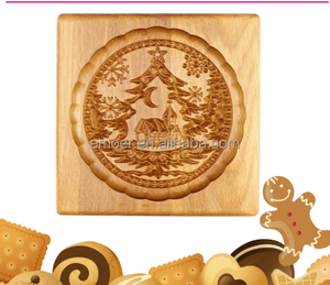 Moule <span class=keywords><strong>en</strong></span> bois de hêtre pour biscuits et gâteaux <span class=keywords><strong>en</strong></span> forme de poule, sapin de Noël, œuf de Pâques, lampe, mouton, champignon, feuille d'érable - Product Image 2