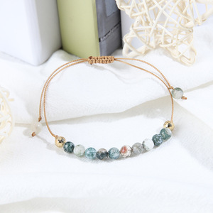 Adjustable Woven Stone <b>Bracelet</b> Women Bohemian Ethnic Style Jewelry Round <b>Beaded</b> <b>Bracelet</b> For Daily Wear - Product Image 3