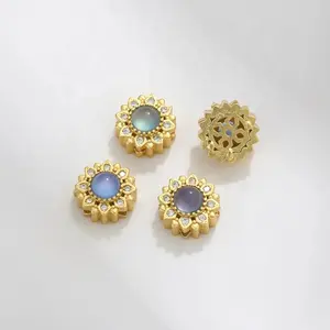 Gioielli opachi placcatura in oro placcato perline intarsiato di zirconio colorato braccialetto perline bellissimi ciondoli accessori per la creazione di gioielli