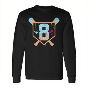 Maglietta a maniche lunghe per bambino di 8 anni con numero 8, design a goccia di gelato, girocollo, stampa digitale, sportiva - Product Image 2