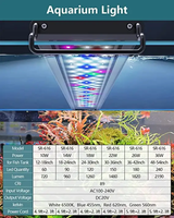 Luminaire d'aquarium RGB 220V 10 pouces, panneau lumineux LED pour aquarium, contrôle tactile intelligent, indice de protection IP55, haute luminosité, aluminium