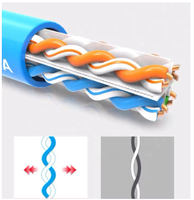 Câble réseau CAT6 fourni par l'usine, conducteur solide CCA, 4 paires, 24AWG, câble Ethernet, 305m, 1000ft, boîte enroulée, UTP
