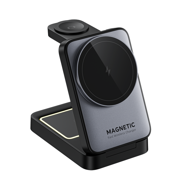 Foldable Magnetic Wireless Charger, Fast 3 in 1 Travel Charging Station for iPhone 16,Watch Series & Earbud 3 2 Pro