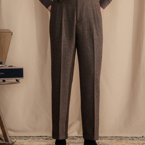 <span class=keywords><strong>Pantalon</strong></span> de <span class=keywords><strong>costume</strong></span> en <span class=keywords><strong>laine</strong></span> à chevrons classique pour <span class=keywords><strong>homme</strong></span> MCP206, décontracté, hiver, coupe droite, taille moyenne, anti-froissement, plissé devant - Product Image 5