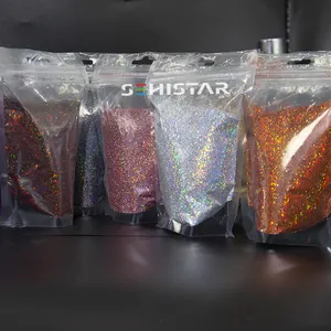 Pigmento de glitter arco-íris ultra-fino e robusto para maquiagem de unhas, resina epóxi a laser holográfica de fábrica por atacado