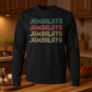 Camiseta de manga larga con diseño de comida retro Jambalaya, diseño de comida reconfortante, talla unisex para adultos - Product Image 3