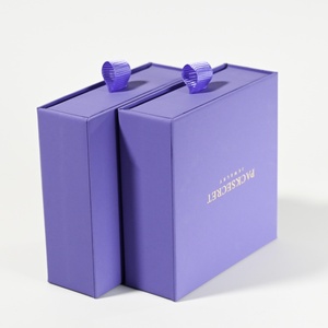 Custom Logo Sliding Drawer Jewelry Packaging <b>Box</b> Purple Cardboard Necklace <b>Gift</b> <b>Box</b> Premium Slide Out Jewelry <b>Box</b> - Product Image 4