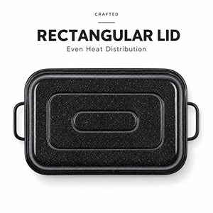 <span class=keywords><strong>Teglia</strong></span> per Arrosto in Granito Nero con Coperchio e Griglia, Set di Pentole da Forno OEM per Arrosto di Tacchino e Pollo - Product Image 4