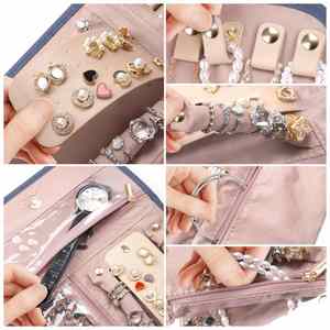 Luxury Foldable Jewelry <b>Travel</b> Organizer Rings Earrings Necklaces <b>Bracelets</b> Storage Roll Bag - Product Image 5