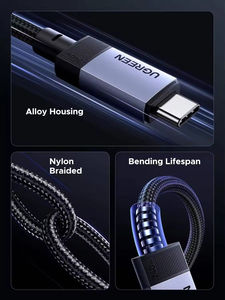Cable USB C UGREEN de 240 W GEN2 10 Gbps 4K 60 Hz Salida de Video de 60 Hz Cable de Carga Rápida y Transmisión de Datos de 3.3 pies USB3.2 - Product Image 3