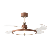 Lustre haut décoratif moderne de 42 pouces Led China Lampe de ventilateur de plafond rétractable avec lumières et télécommande et haut-parleur BT