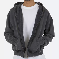 Sweat-shirt à capuche zippé oversize pour hommes, en coton épais 460g, coupe décontractée, personnalisable avec logo, vente en gros