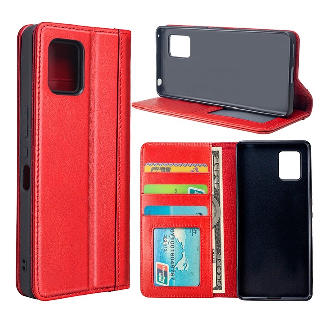 Genuine Leather Handmade Detachable Foldable Luxury Phone Case with Custom Logo Embossed Gold Label for Aquos Zero 6