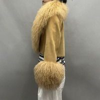 Manteau d'hiver de luxe pour femme 2026 en vraie laine, trench-coat chaud et tendance avec garniture en fourrure de mouton de Mongolie véritable