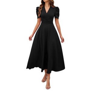 Nouvelle Collection Printemps 2026 – Robe Longue Vintage <span class=keywords><strong>Chic</strong></span> et Élégante pour <span class=keywords><strong>Femme</strong></span>, Taille Haute Unie avec Manches Princesse et Effet Amincissant - Product Image 4