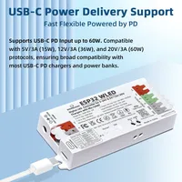 Contrôleur LED numérique WLED ESP32 DOMRAEM PD DC 5V/12V/20V 3A avec contrôle par application, port micro/UART, fusible 16A, compatible WS281X SK6812 APA102