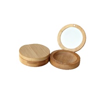 Palette de fards à paupières magnétique ronde naturelle, boîte cosmétique en bois de bambou
